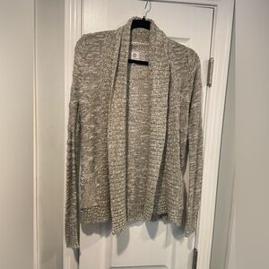 Element Size XS Gray Textured Knit Open Front Cardigan Sweater Pockets